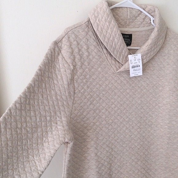 J. Crew Factory Long Sleeve Shawl Collar Fleece Pullover Men's Cream Size M NWT - Picture 5 of 8